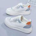 韩版小白鞋女式软底泡沫鞋轻便弹力学生厚底春秋板鞋帆布鞋 白色（网面） 38