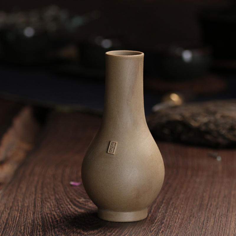 龙泉青瓷小花瓶 陶瓷干花插禅意日式简约水培手工创意摆件家居装 三维工匠 观音瓶(青瓷本色)高清大图