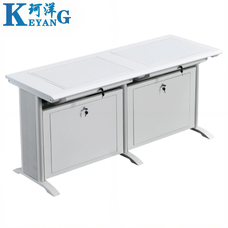 珂洋 翻转电脑桌 两人灰白色 张高清大图