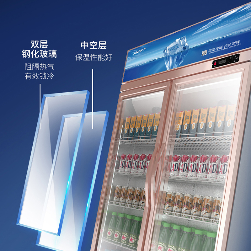 星星(XINGX)LSC-818Y 800升 饮料展示柜 双门超市冷藏柜 保鲜冰箱冰柜 便利店陈列柜 大容量冷柜高清大图