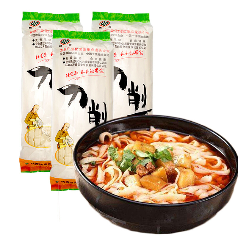 陕西面条陕富刀削面挂面宽面条油泼烩面 刀削面500g