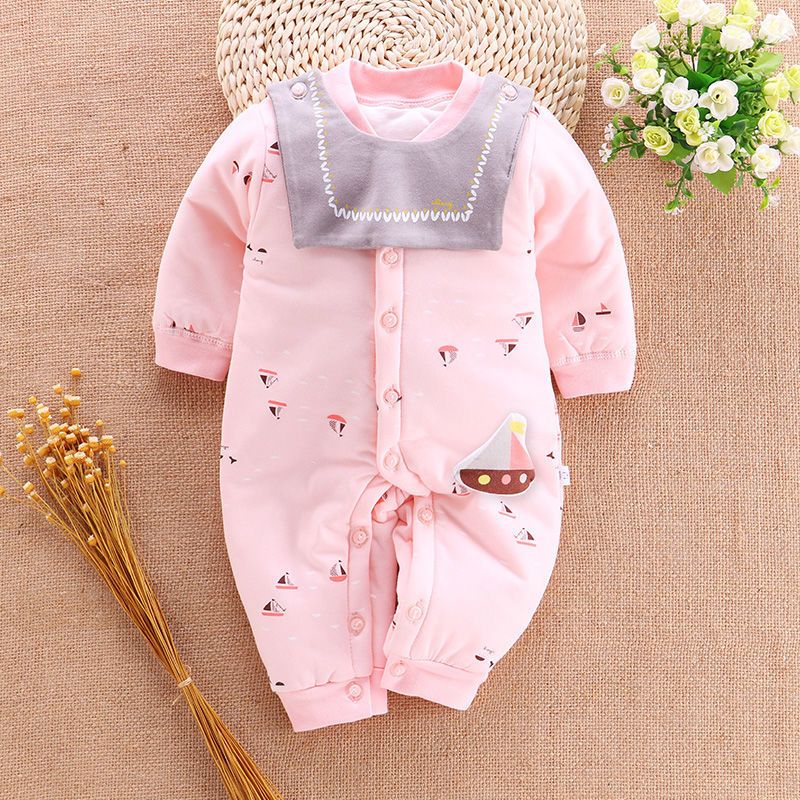 新生儿衣服婴儿连体衣秋冬保暖加棉加厚初生儿宝宝系带蝴蝶衣哈衣