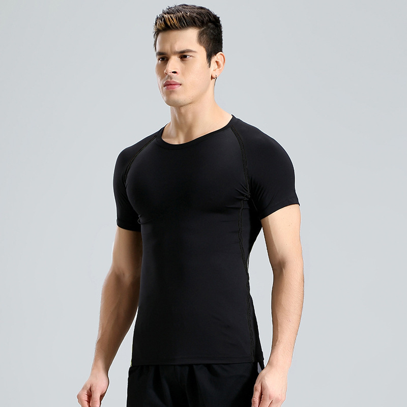 champion捍卫冠军跨境夏季欧美紧身衣男士短袖速干pro健身服户外跑步