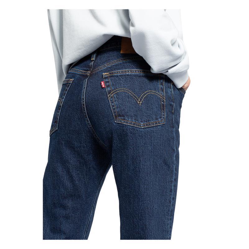 Levi’s高腰直筒纽扣飞门女士牛仔裤口袋标识装饰