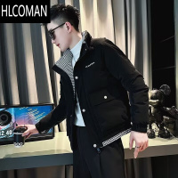 HLCOMAN冬季潮牌羽绒棉服男潮流假工装棉衣2024新款男士休闲立领外套 M H25黑色