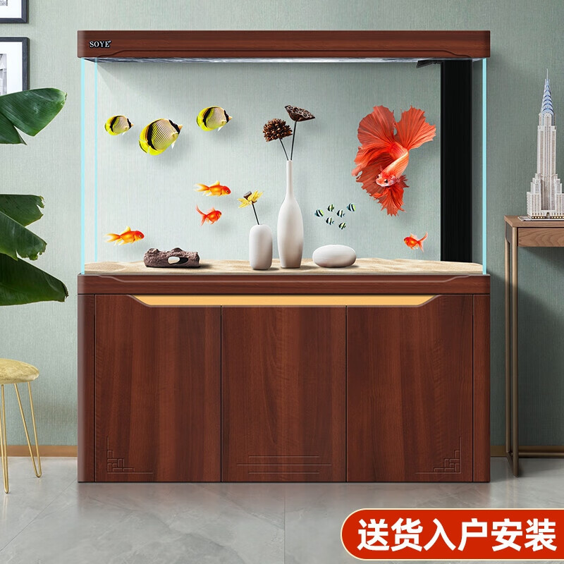 鱼缸水族箱客厅家用生态智能底滤大型超白玻璃懒人落地