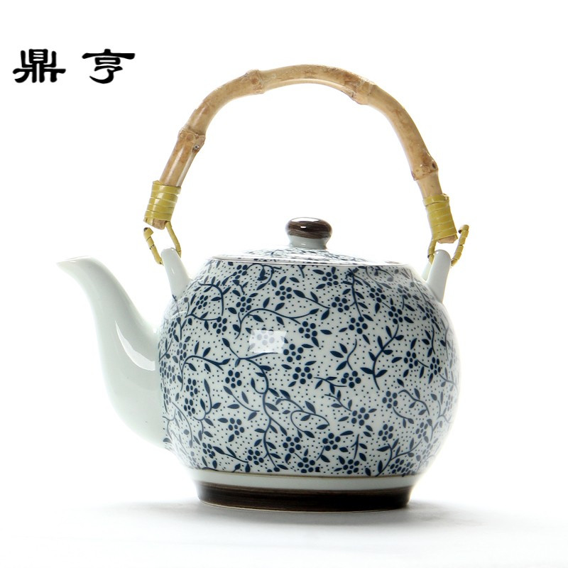 鼎亨耐高温陶瓷大茶壶1000毫升陶瓷泡茶壶带过滤壶青花瓷茶壶