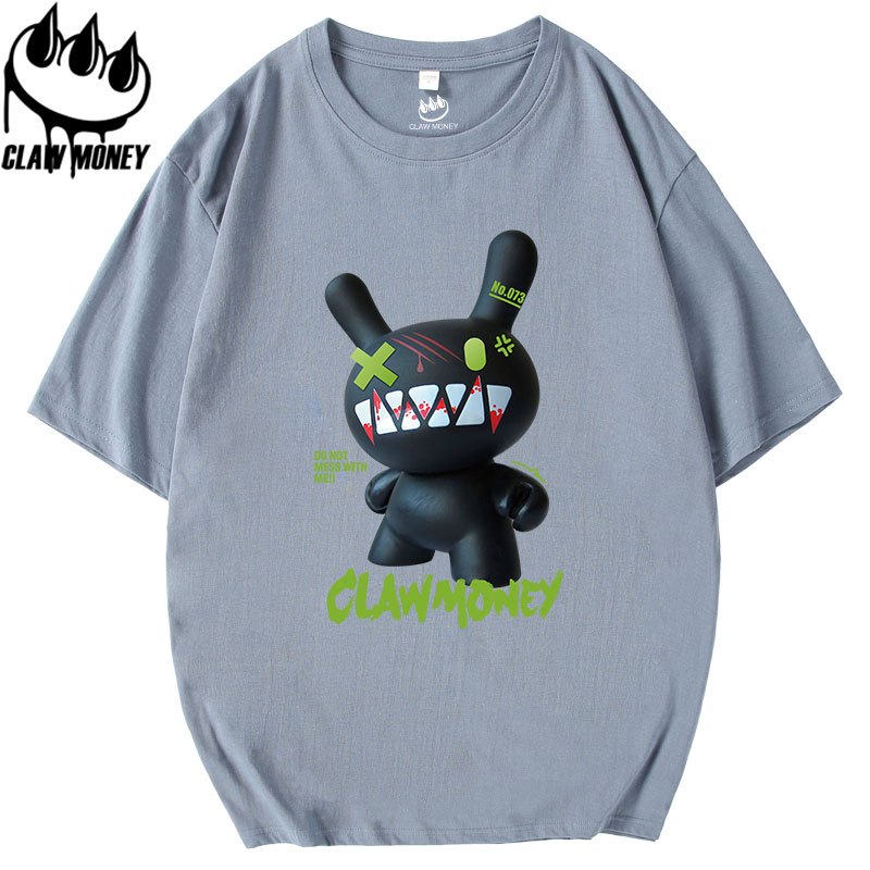 Claw money潮牌短袖T恤男纯棉圆领ins印花大码体恤宽松青少年半袖