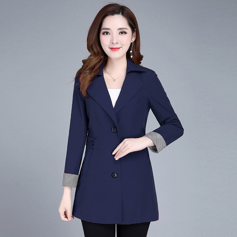 30一40时尚女装新款中年妈妈春秋洋气气质风衣外套女上衣酒红色建议选