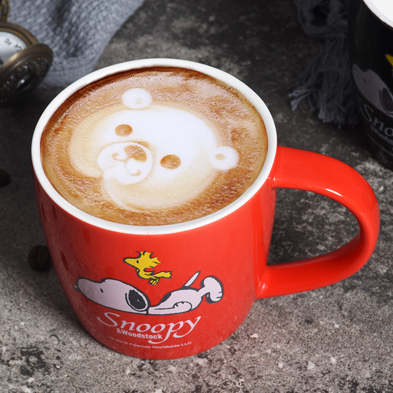 史努比(SNOOPY)陶瓷水杯可爱简约风马克杯男女创意个性潮流咖啡喝水杯子 5020黑