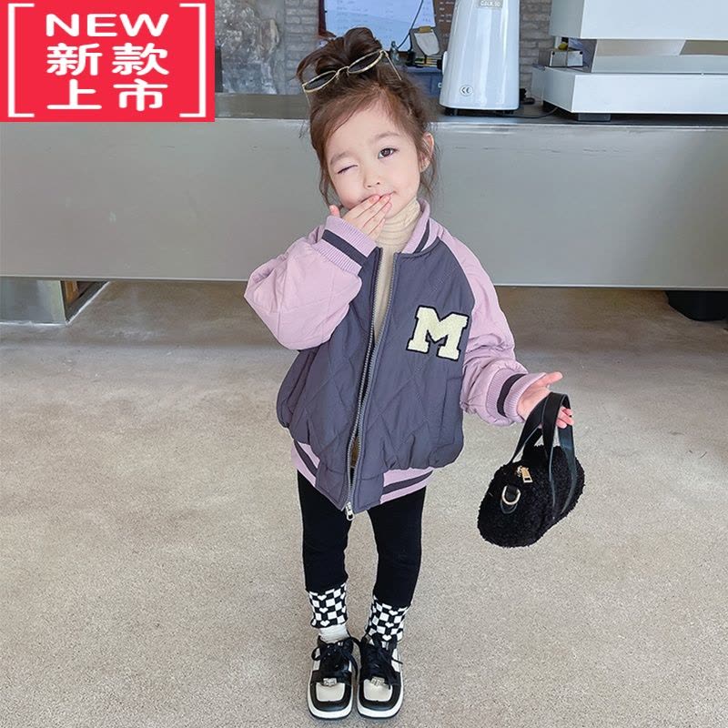 可莉允女童加厚外套男童秋冬款棒球服洋气冬装宝宝时髦棉服儿童冬季棉衣图片