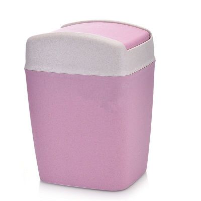 diy可爱家居少女垃圾桶学生垃圾桶女生宿舍垃圾桶大号摇盖麦秸秆粉色