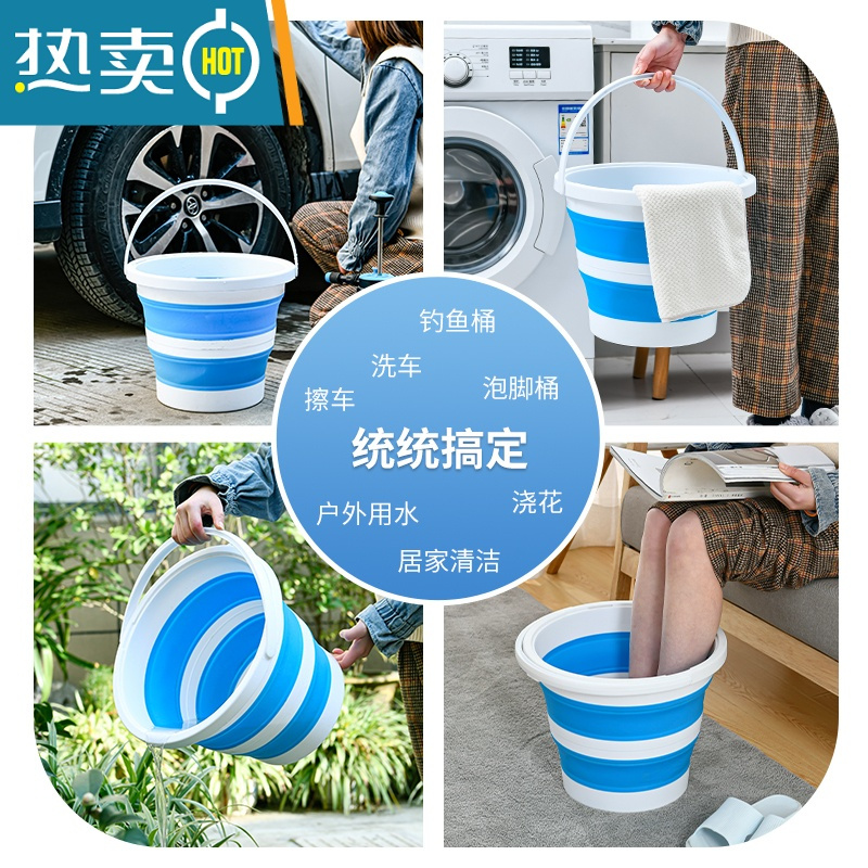 敬平硅胶折叠水桶加大容积车载拖把桶户外钓鱼桶便携泡脚带盖洗车家用 15L灰色水桶[带网格盖]+充氧泵