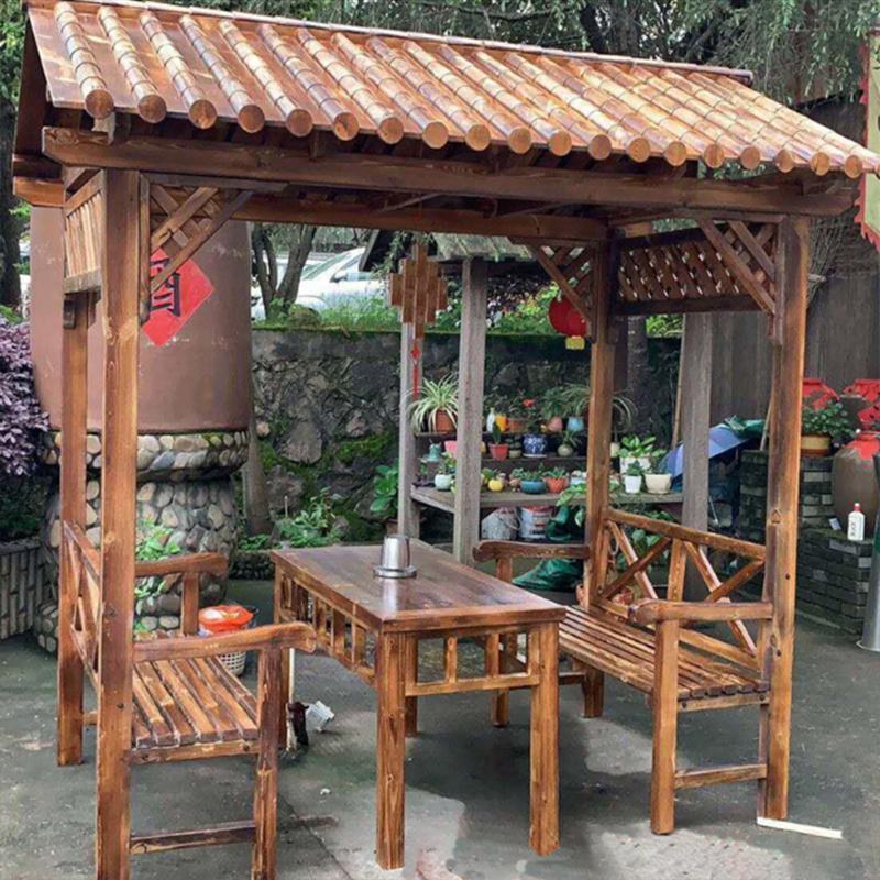 森美人户外凉亭庭院别墅实木休闲家用小亭子花园阳台防腐木葡萄架农家乐 定制尺寸