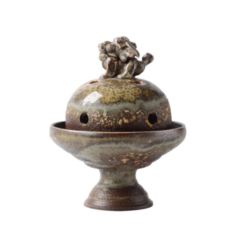 美帮汇盘香倒流香香炉粗陶瑞兽仿古刻盘香炉香道茶席香薰炉居室炉香座高清大图