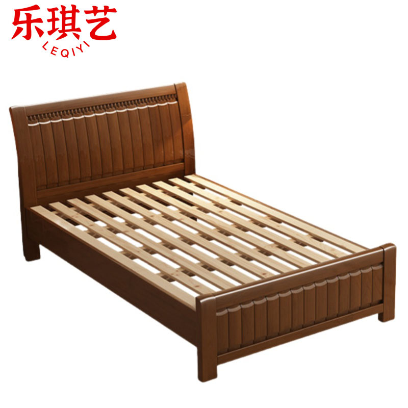 乐琪艺 实木单人床 胡桃色 2000*1200*960mm 张高清大图