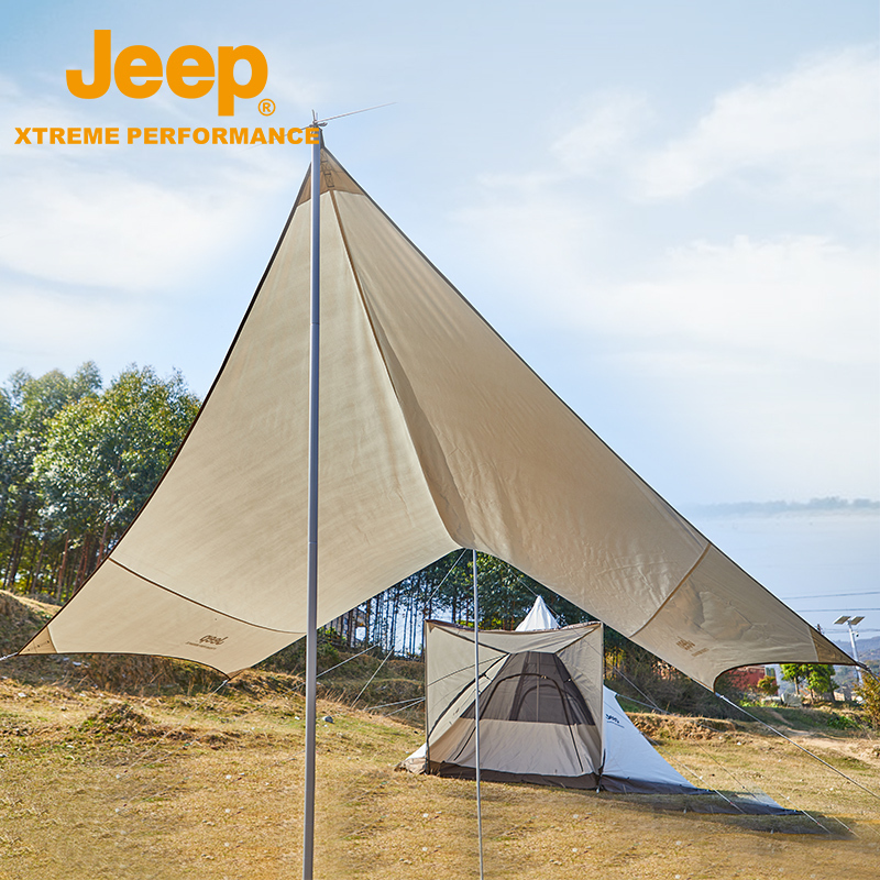Jeep吉普6角天幕外防晒凉棚经典矩形天幕帐篷便携式野营炊布遮阳棚帐篷垫子露营装备