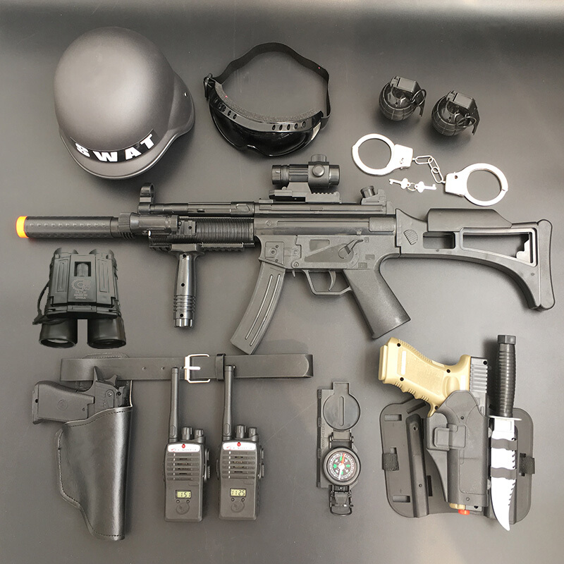 儿童玩具套装 cos特警装备电动声光仿真道具小警察男孩 mp5大枪16件套
