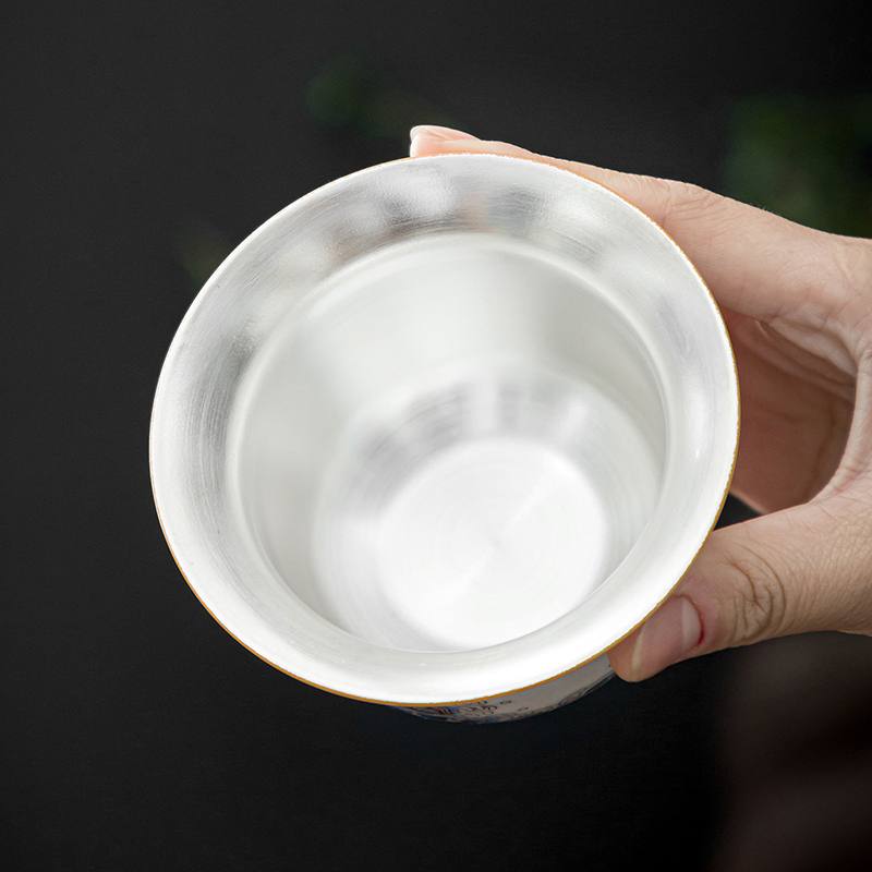 領藝 皇家御品三才盖碗茶杯大号泡茶功夫茶碗 皇家御品鎏银盖碗