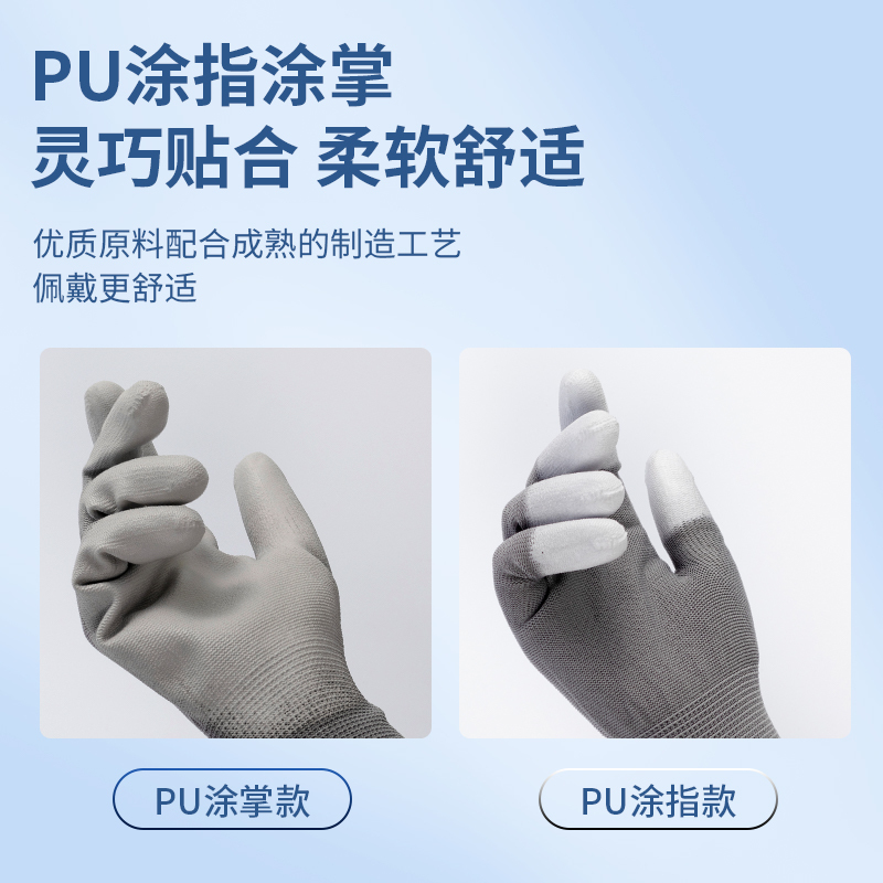 手套劳保耐磨工作弹性防滑加厚女薄款贴手尼龙pu涂指透气夏季劳动