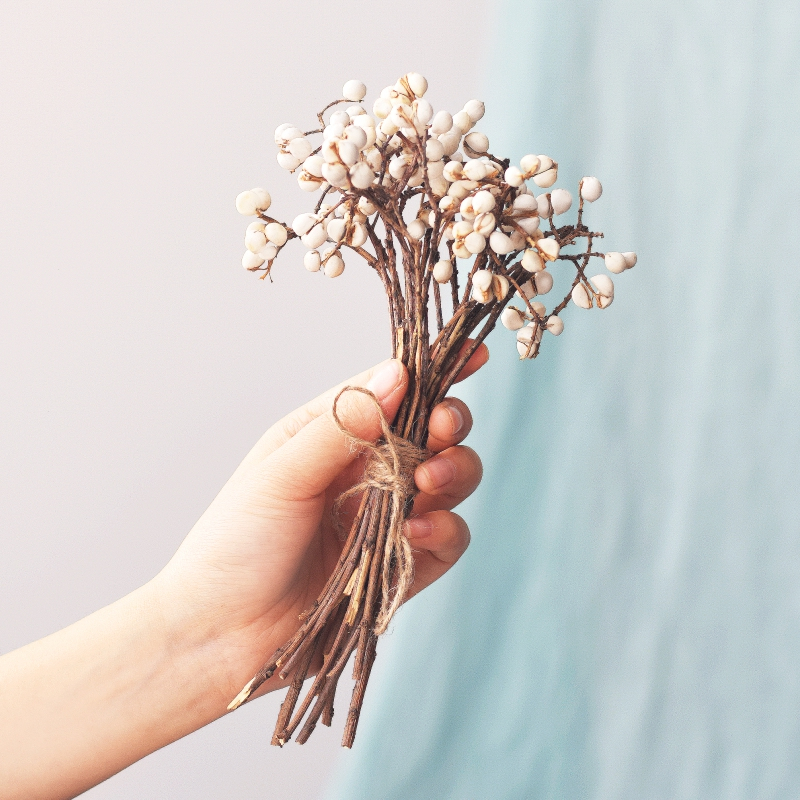 包小白果干花加花瓶套装迷你小花束干花diy手工材料圣诞装饰乌桕果