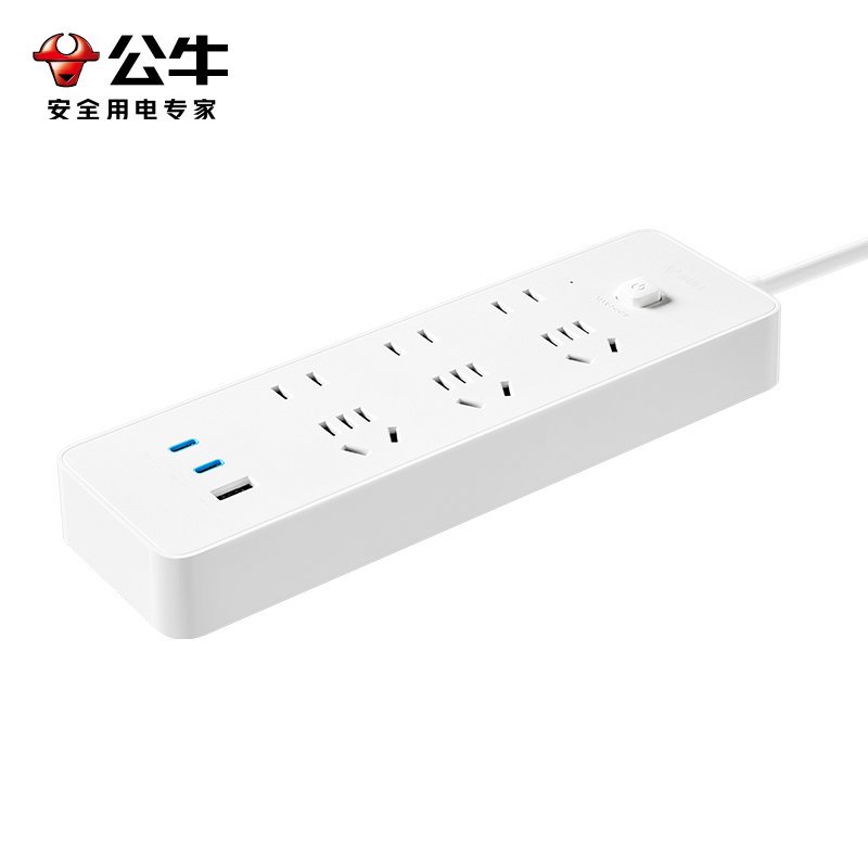 公牛(bull)GNV-U16733全长1.8m六插位插座67W快充接线板插排笔记本电脑插板多功能家用办公充电器高清大图