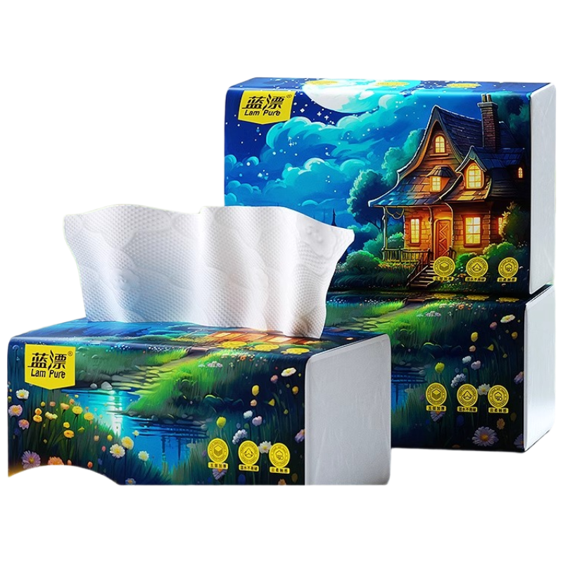 蓝漂星空系列 3包5层加厚 柔韧耐用 原生竹浆 无香 星空抽纸 抽纸3包LP-46609