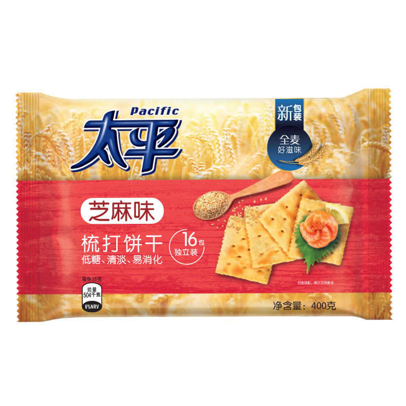 亿滋太平 梳打饼干 芝麻口味400g(新旧包装随机发货)