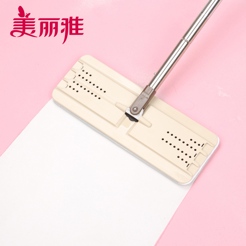 美丽雅(maryya) 家用平板拖把备件吸水性好干湿两用刮水平板拖把替换装 2个高清大图