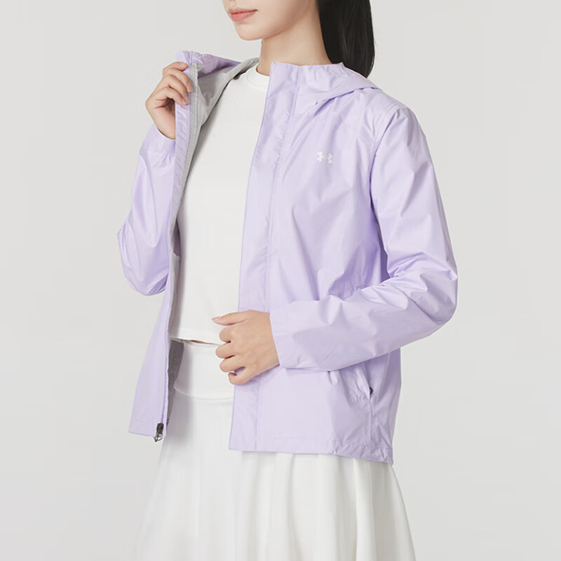 安德玛(Under Armour)外套女上衣新款户外梭织防风运动服时尚休闲透气夹克1374645-515 ZP