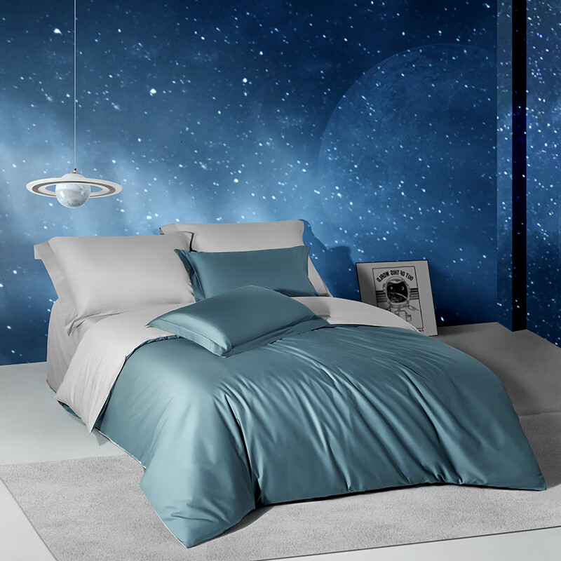 洁玉抗菌纯棉四件套60S套巾S 暮色海港 200*230cmDSF2-004高清大图