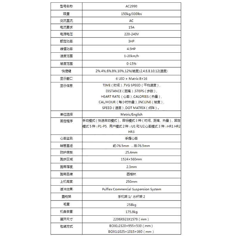 英派斯跑步机AC2990高清大图