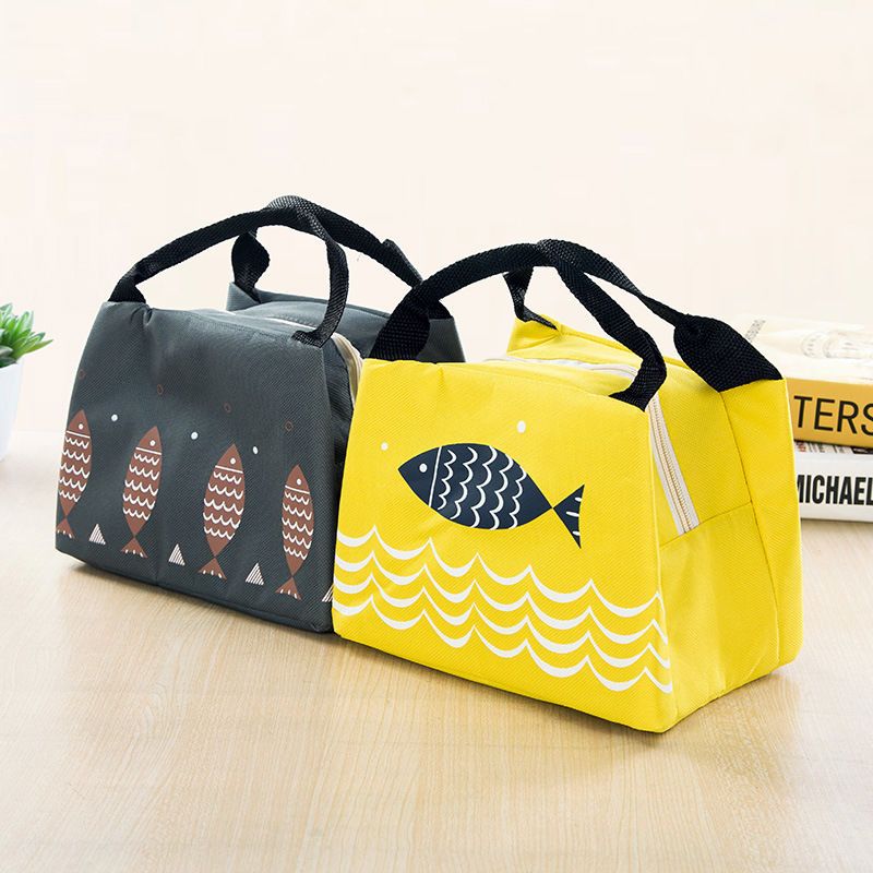 饭盒袋便当包手提午餐包加厚铝箔保温包学生带饭的防水帆布便当袋灰色