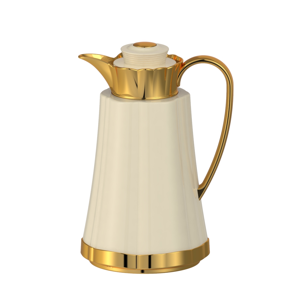 FULL阿拉伯按压式保温壶跨境家用简约高级感奢华中东大容量保温水壶 米色 1L