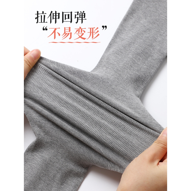 浪莎女童打底裤春秋薄款外穿黑色长裤宝宝女孩白色洋气儿童九分裤高清大图