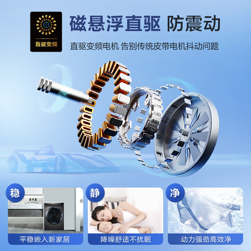 海尔(Haier) 滚筒洗衣机 10公斤容量 全自动上排水 一级能效 直驱变频 洗脱一体 EG10012BD55S高清大图
