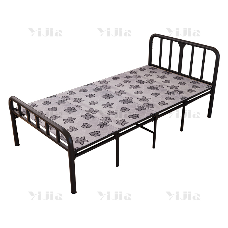 翌嘉 YJ4052514钢木床简易折叠床单人床四折折叠午休床铁架床 1米银彩