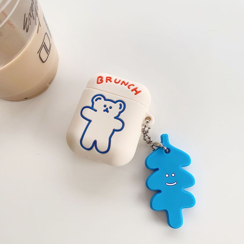 韩国小熊airpodspro/3保护套airpods2/3代苹果无线蓝牙硅胶耳机套 米色熊+吊坠 Airpods1/2代
