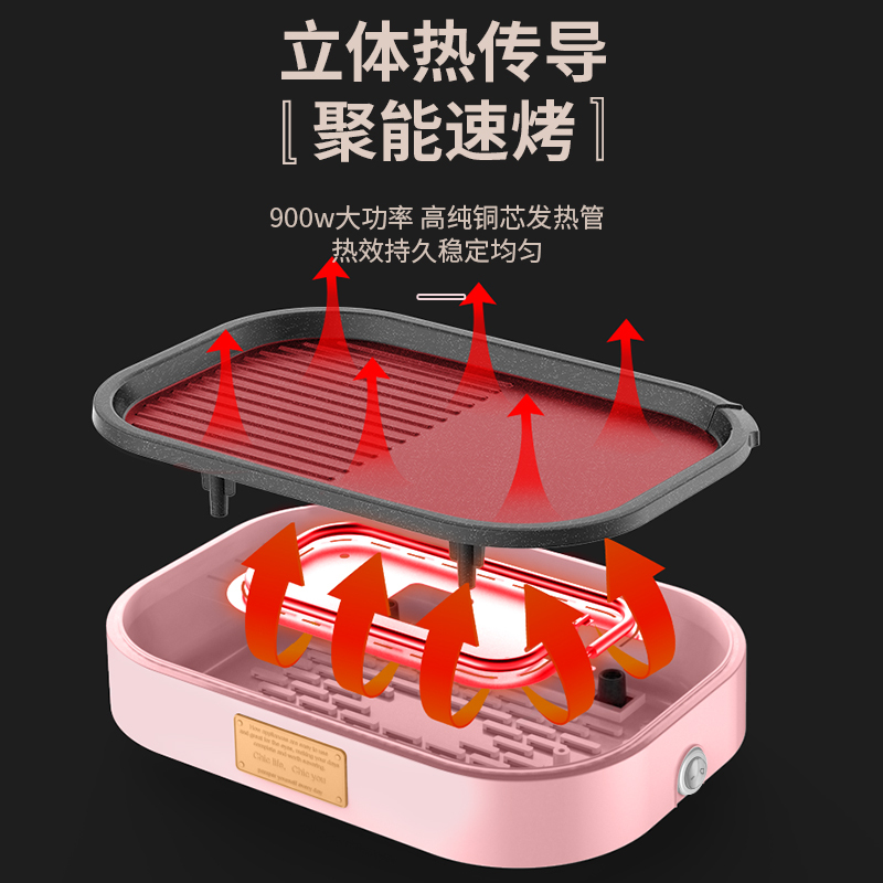 奥然插电牛排煎锅专用麦饭石平底锅不粘煎迷你小电煎蛋烤肉神器 牛排煎锅黑色带盖
