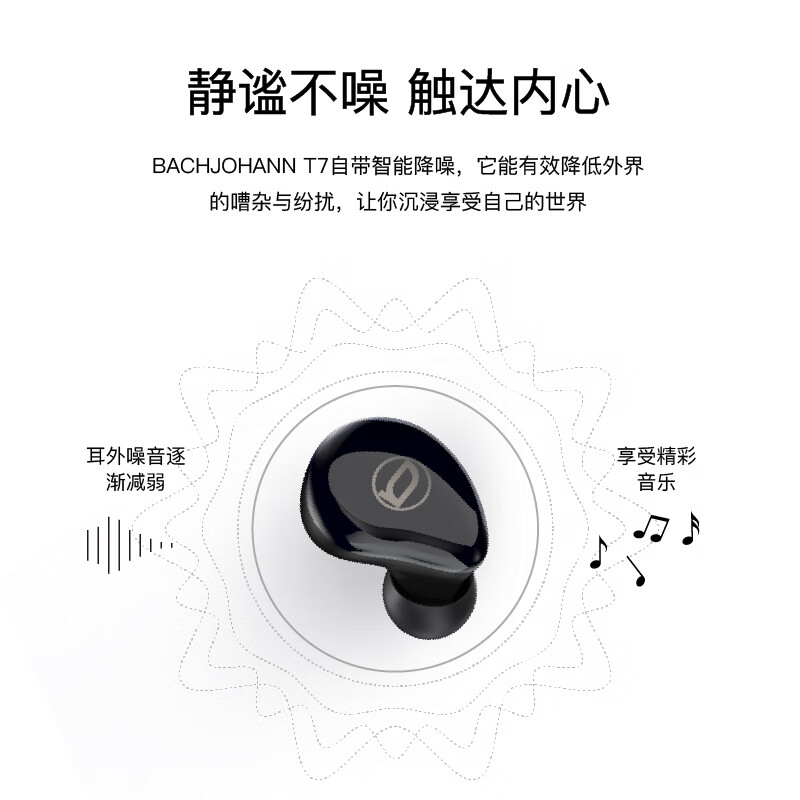 巴赫约翰 T7真无线蓝牙耳机经典新体验tws迷你双耳运动防水蓝也耳机高清大图