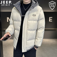 吉普JEEP棉衣男外套秋冬男士加绒加厚保暖棉衣棉大衣面包服棉袄子 5XL185-200斤 卡其色