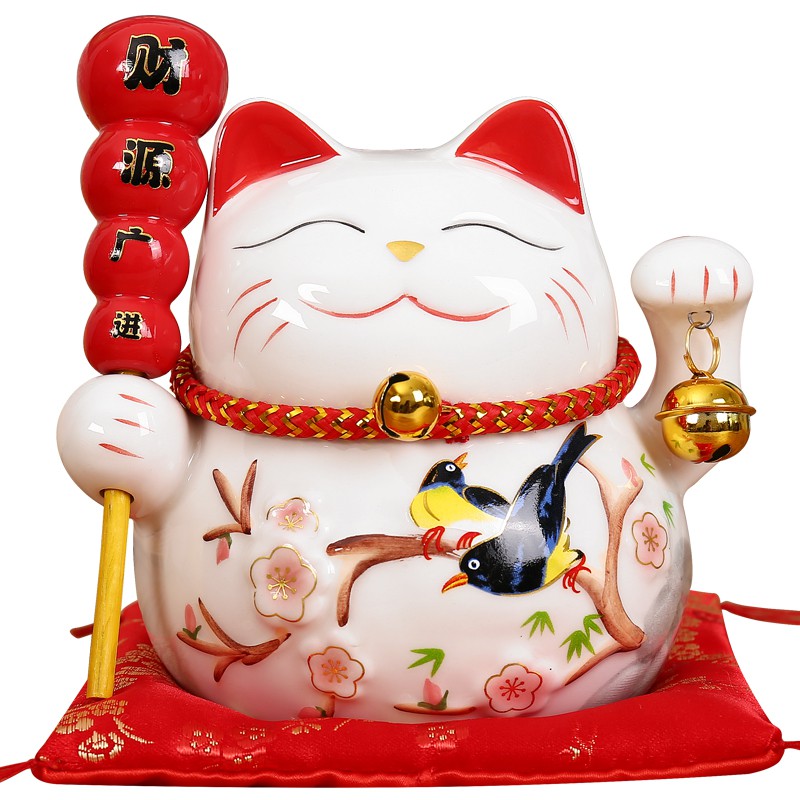 猫陶瓷存钱罐店铺开业创意礼品家居客厅日本发财猫陶瓷小摆件 三维工匠 5寸小花季猫高清大图