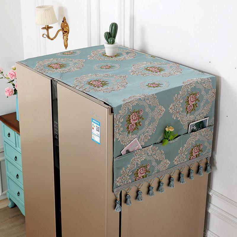 家柏饰(CORATED)冰箱盖布防尘罩对开双开单开冰箱罩布艺欧式流苏吊坠家用盖巾 锦绣-蓝色 60*140cm