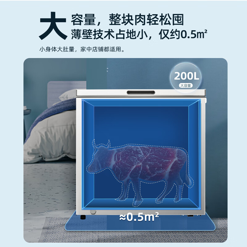 美菱(MELNG)200升冷柜冰柜大容量节能家用薄壁保鲜冷冻冷藏柜BC/BD-200DTXNP高清大图