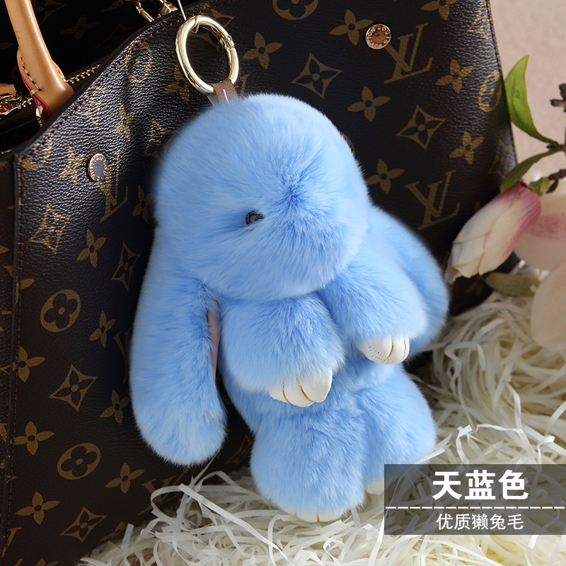 天蓝色 14cm高迷你款獭兔毛兔兔