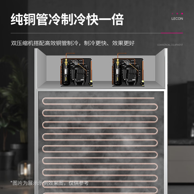 乐创(lecon)商用双门冰柜 立式厨房保鲜柜节能压缩机 工程豪华款全冷藏 LC-J-EMG02高清大图