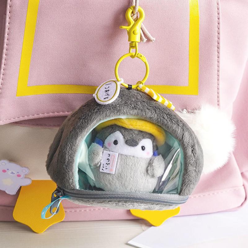 正能量小企鹅包包挂件女毛绒公仔痛包可爱钥匙扣书包挂饰玩偶礼物炸虾