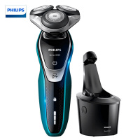 飞利浦(Philips)S5551/27 电动剃须刀 刀头荷兰进口 多功能理容 全身水洗 三刀头旋转式(专用清洁座清洗)