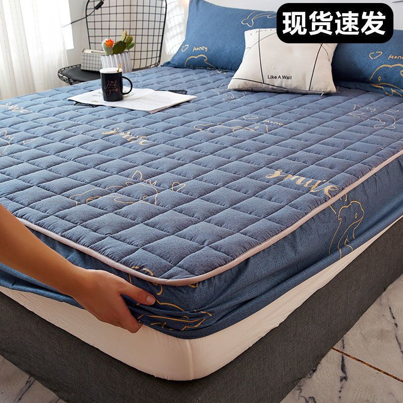 花海灰 90*200cm[单件床笠] 防滑床笠夹棉席梦思保护套加厚床垫套1.8床罩防尘套全包