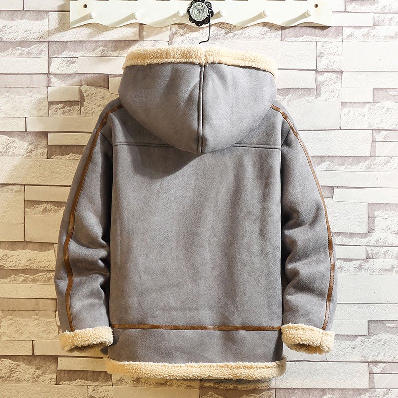 yuansu冬季天羊羔毛绒外套男加肥加大码一体男装胖子加厚加绒棉衣潮